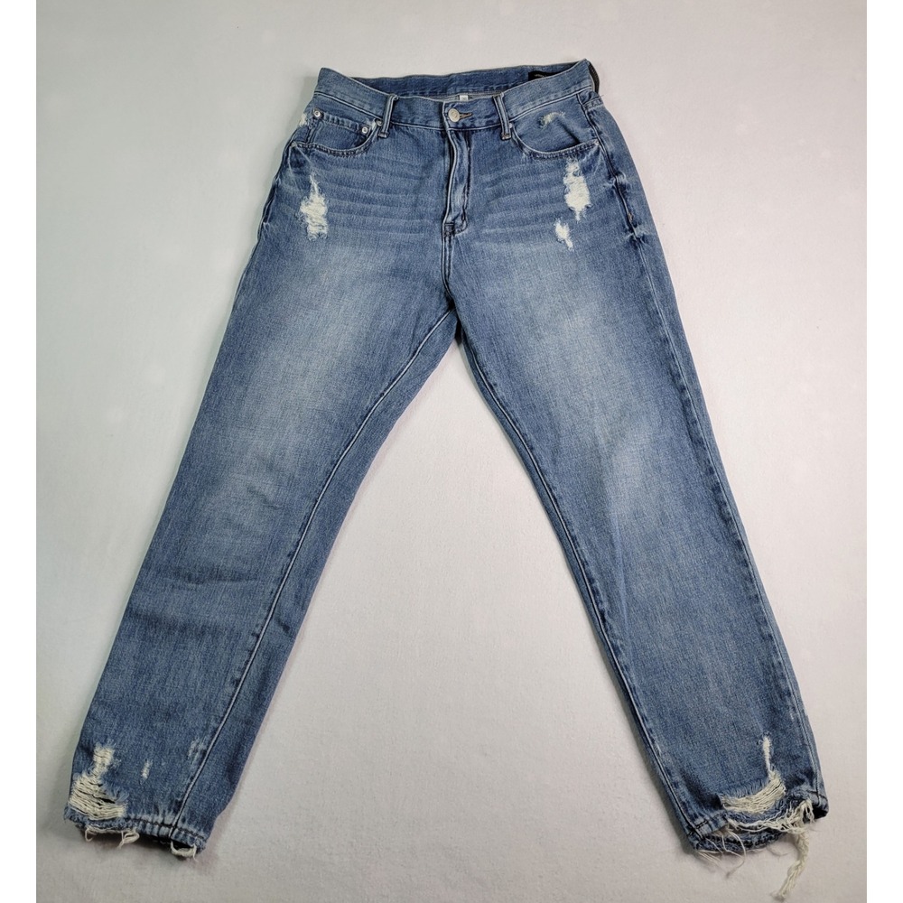 Ella Moss Vintage High Waist Distressed Straight‎ Leg Jeans Blue Size 28